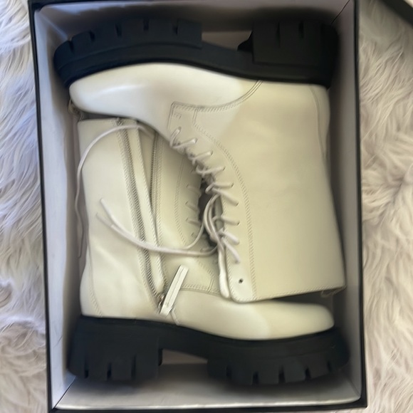 NWT ASH Liana white leather combat boots lug sole size 6 - Picture 7 of 10